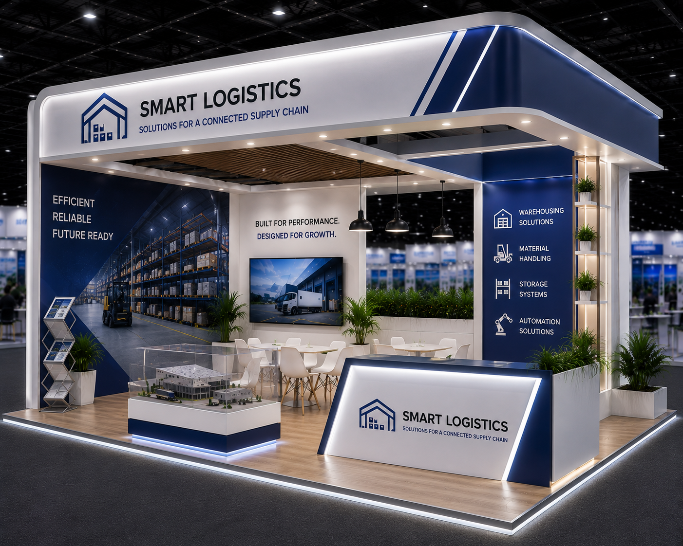 Two-Side Open Exhibition Stall Design or India Warehousing and Logistics Show